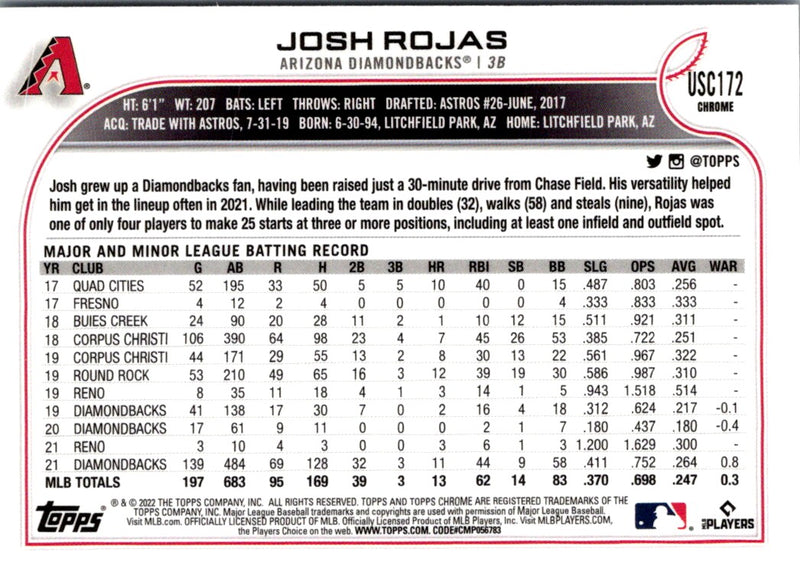 2022 Topps Chrome Update Josh Rojas