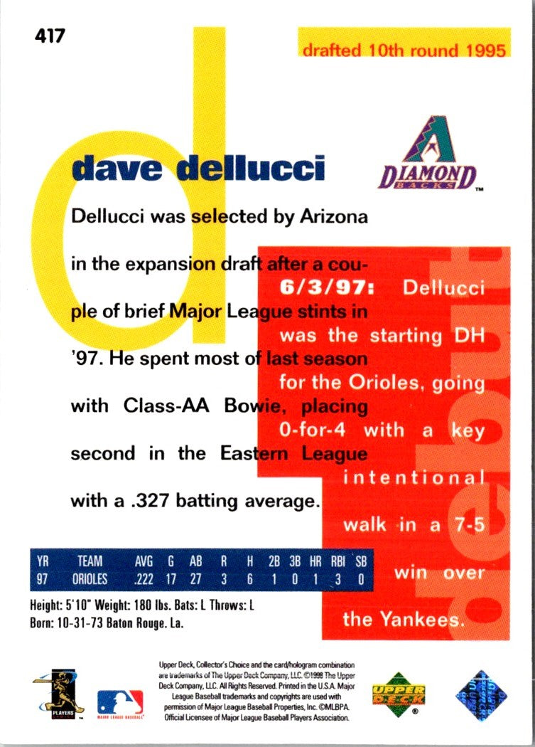 1998 Collector's Choice David Dellucci