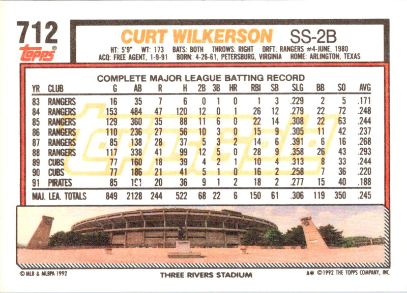 1992 Topps Curt Wilkerson