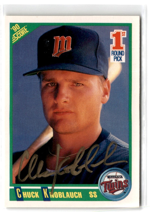 1990 Score Auto Chuck Knoblauch #672 Rookie Autograph