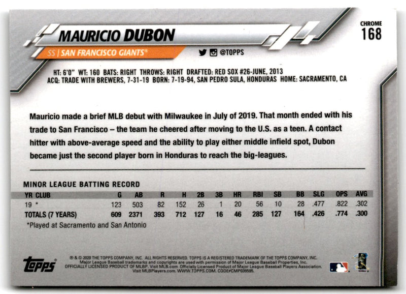 2020 Topps Chrome Mauricio Dubon