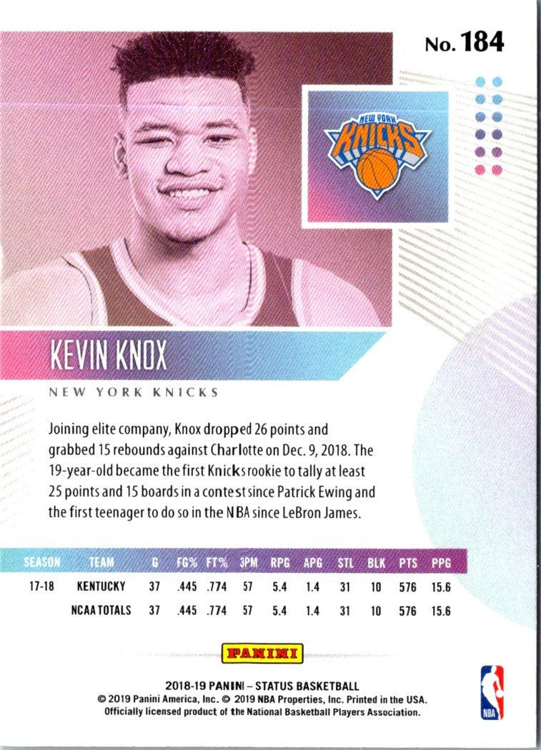 2018 Panini Status Kevin Knox