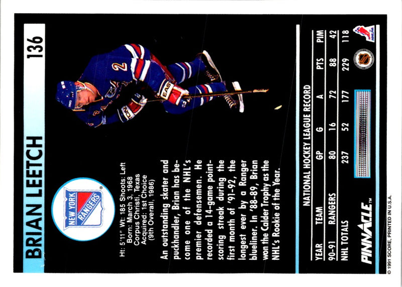 1991 Pinnacle Brian Leetch