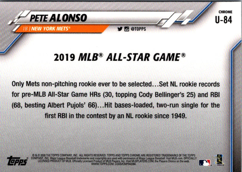 2020 Topps Chrome Update Pete Alonso