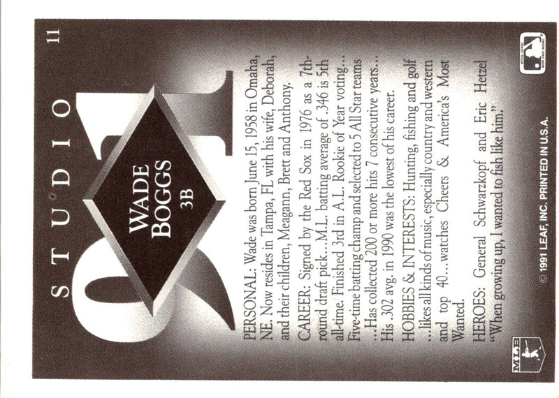 1991 Star Silver Wade Boggs