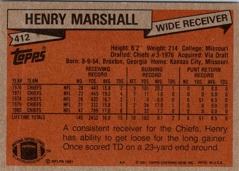 1981 Topps Henry Marshall