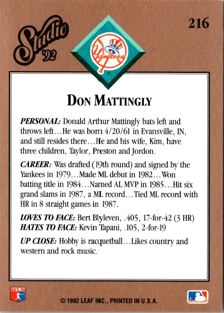 1992 Studio Don Mattingly