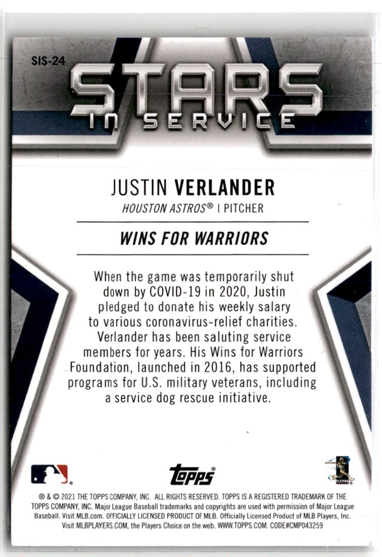 2021 Topps Stars in Service Justin Verlander