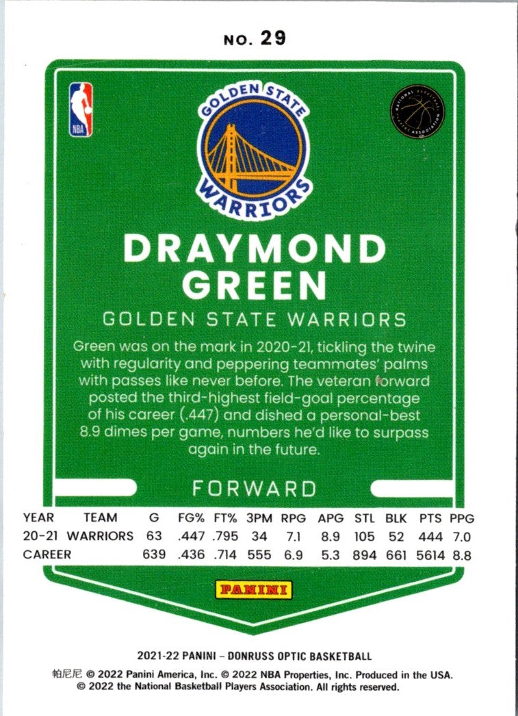 2021 Donruss Optic Blue Draymond Green