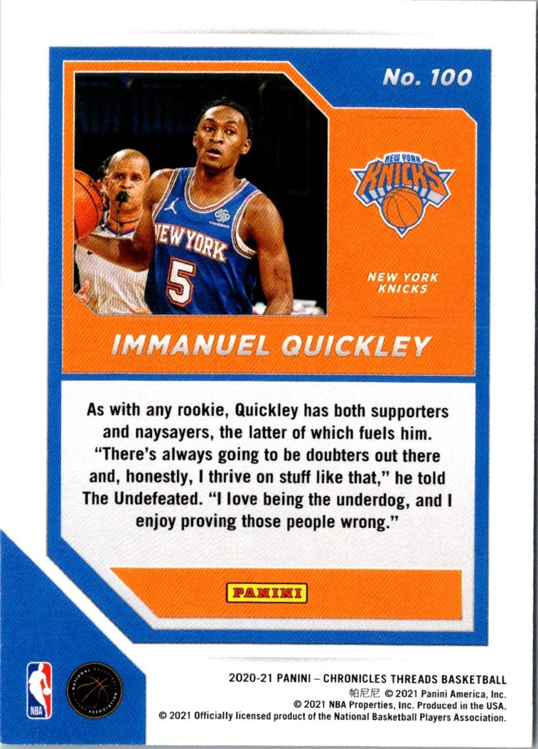 2020 Panini Chronicles Immanuel Quickley