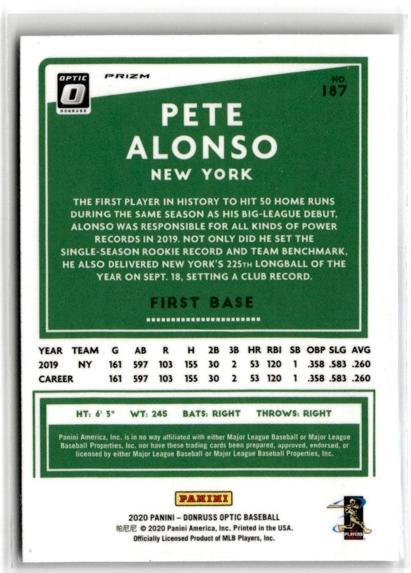 2020 Donruss Optic Carolina Blue and White Pete Alonso