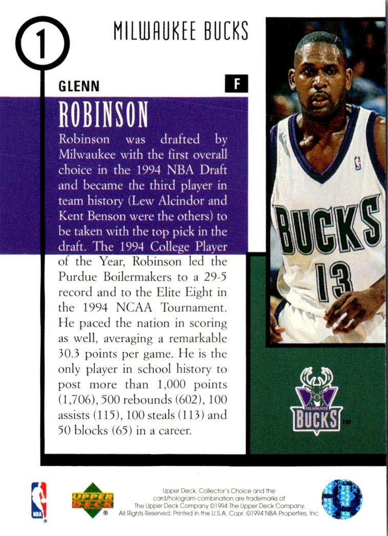 1994 Collector's Choice Draft Trade Glenn Robinson