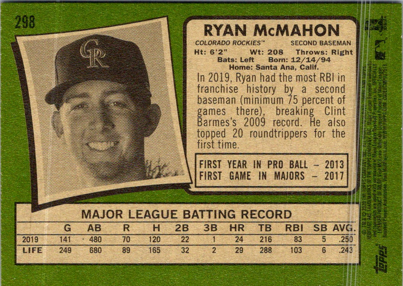 2020 Topps Heritage Ryan McMahon