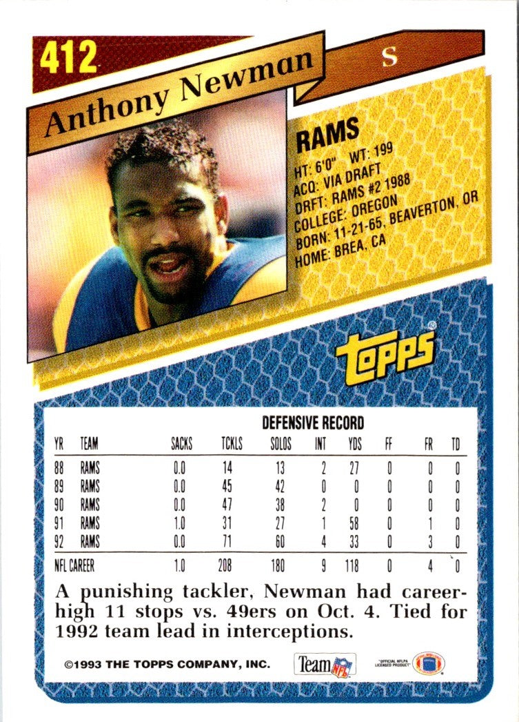 1993 Topps Anthony Newman