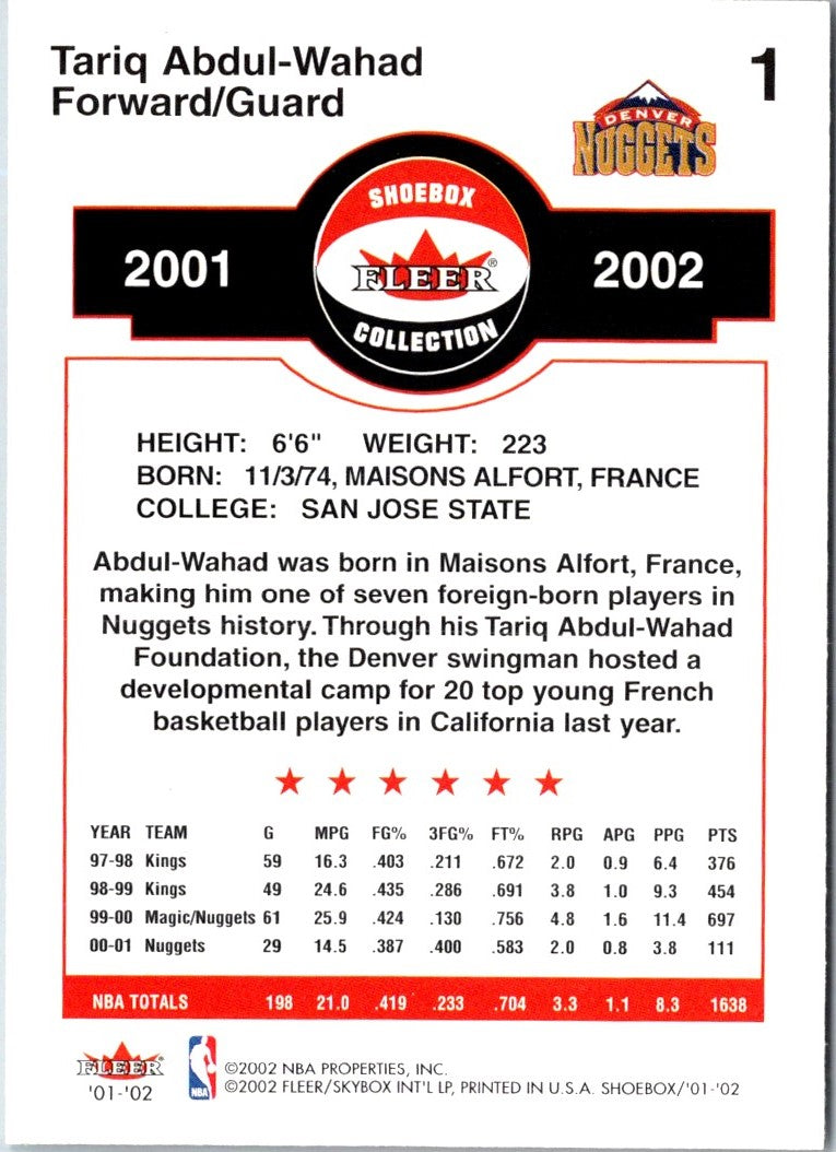 2001 Fleer Shoebox Tariq Abdul-Wahad