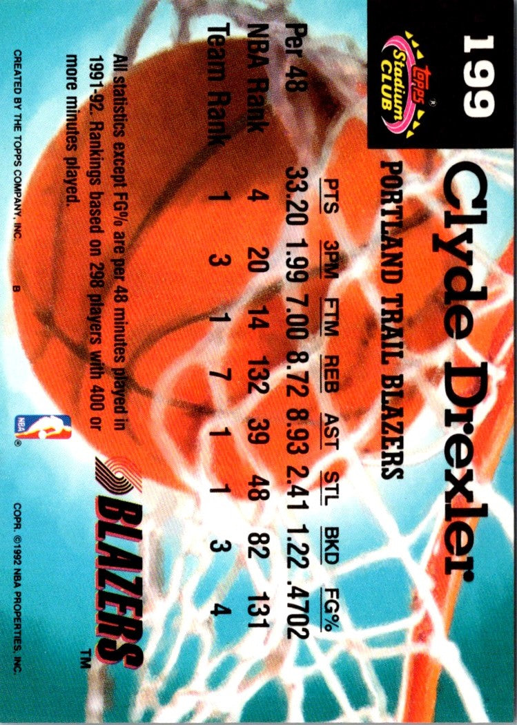 1992 Stadium Club Members Only Clyde Drexler