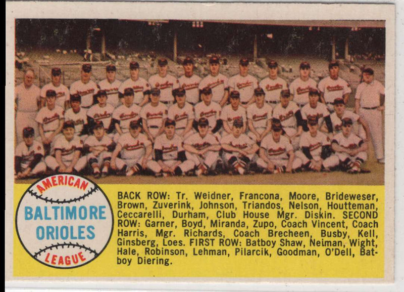 1958 Topps Baltimore Orioles