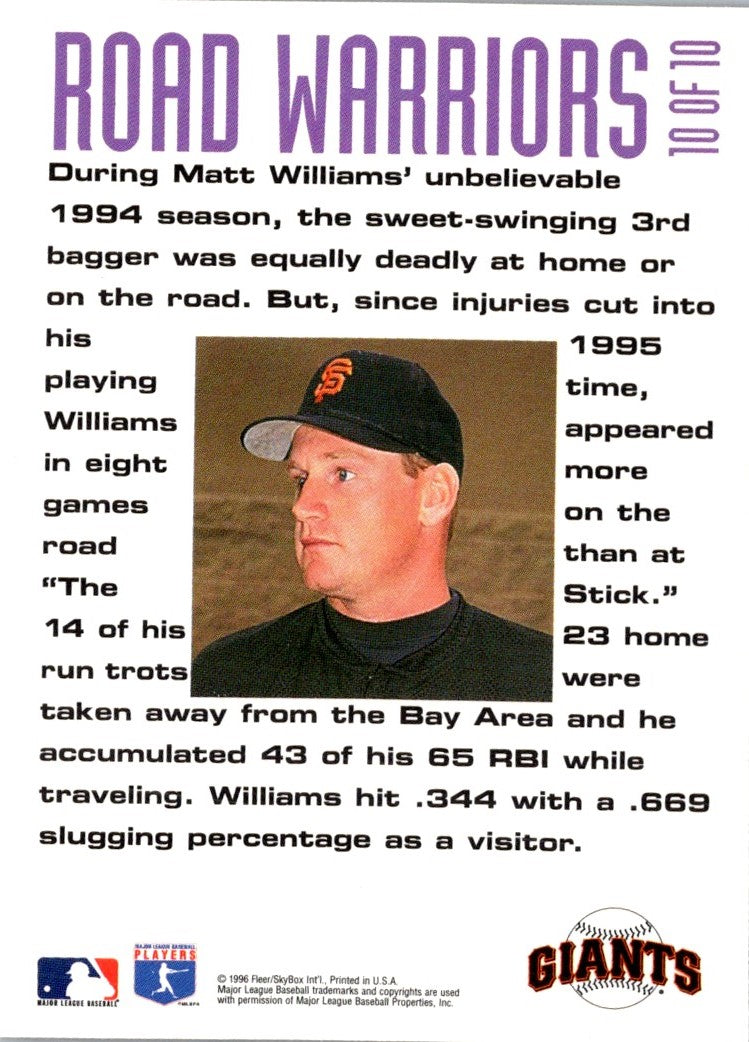 1996 Fleer Road Warriors Matt Williams