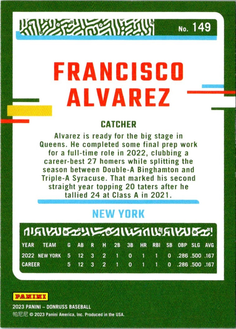 2023 Donruss Holo Blue Francisco Alvarez