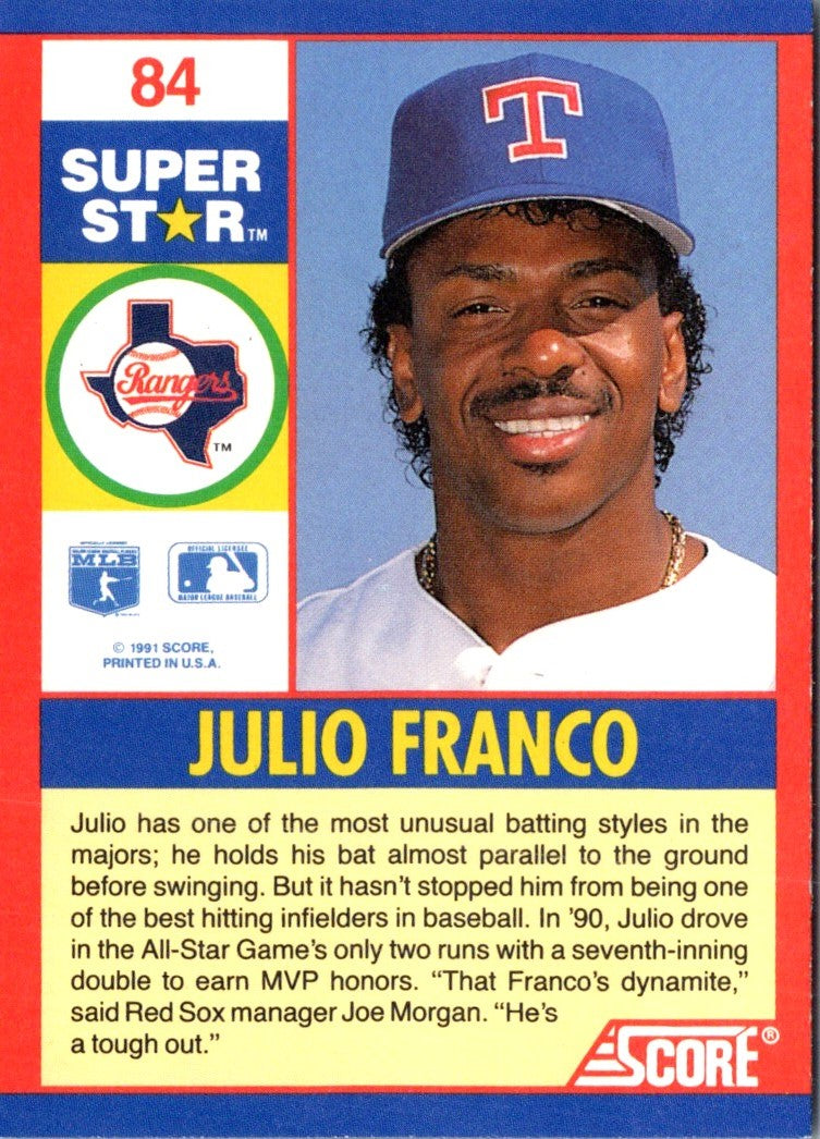 1991 Score 100 Superstars Julio Franco