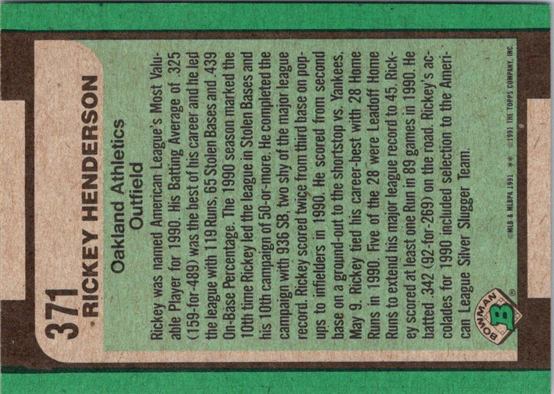 1991 Bowman Rickey Henderson