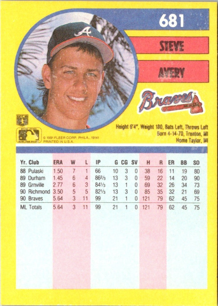 1991 Fleer Steve Avery