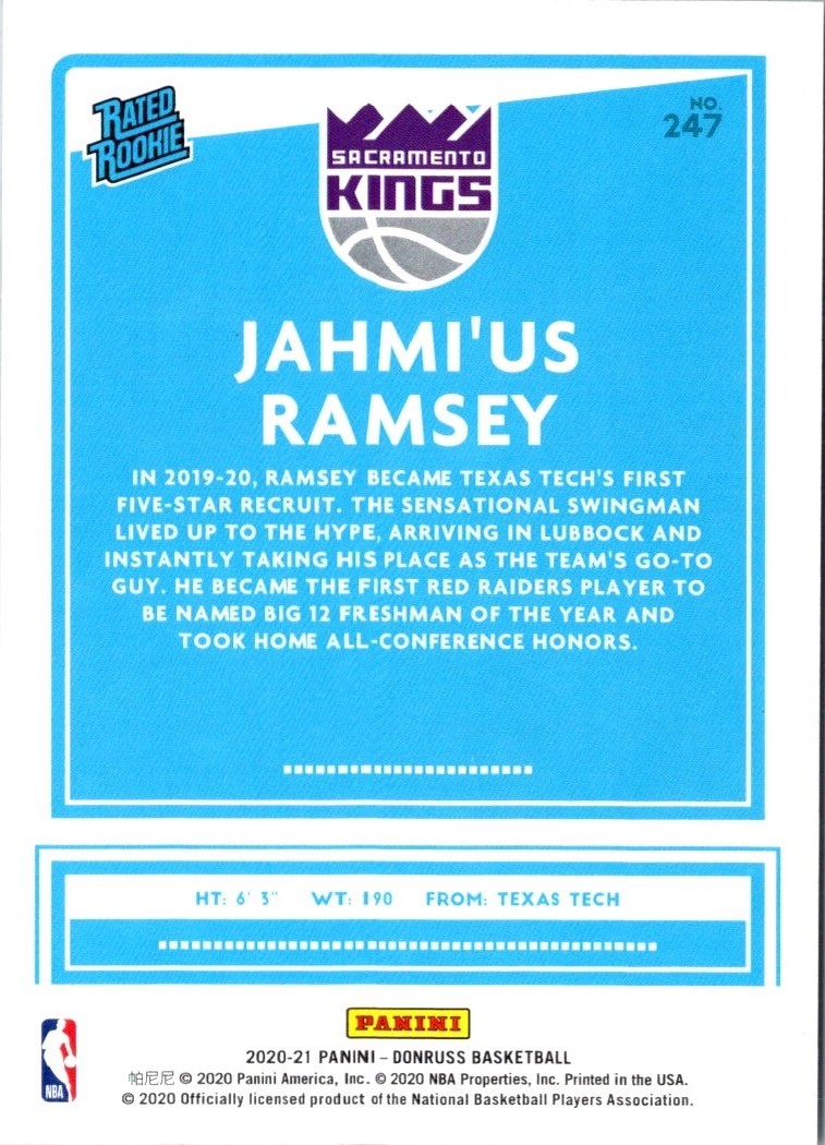 2020 Donruss Rated Rookies Jahmi'us Ramsey