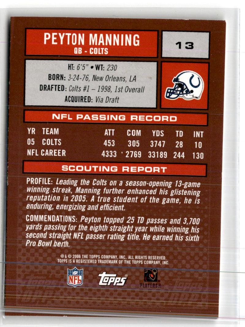 2006 Topps Draft Picks & Prospects Peyton Manning