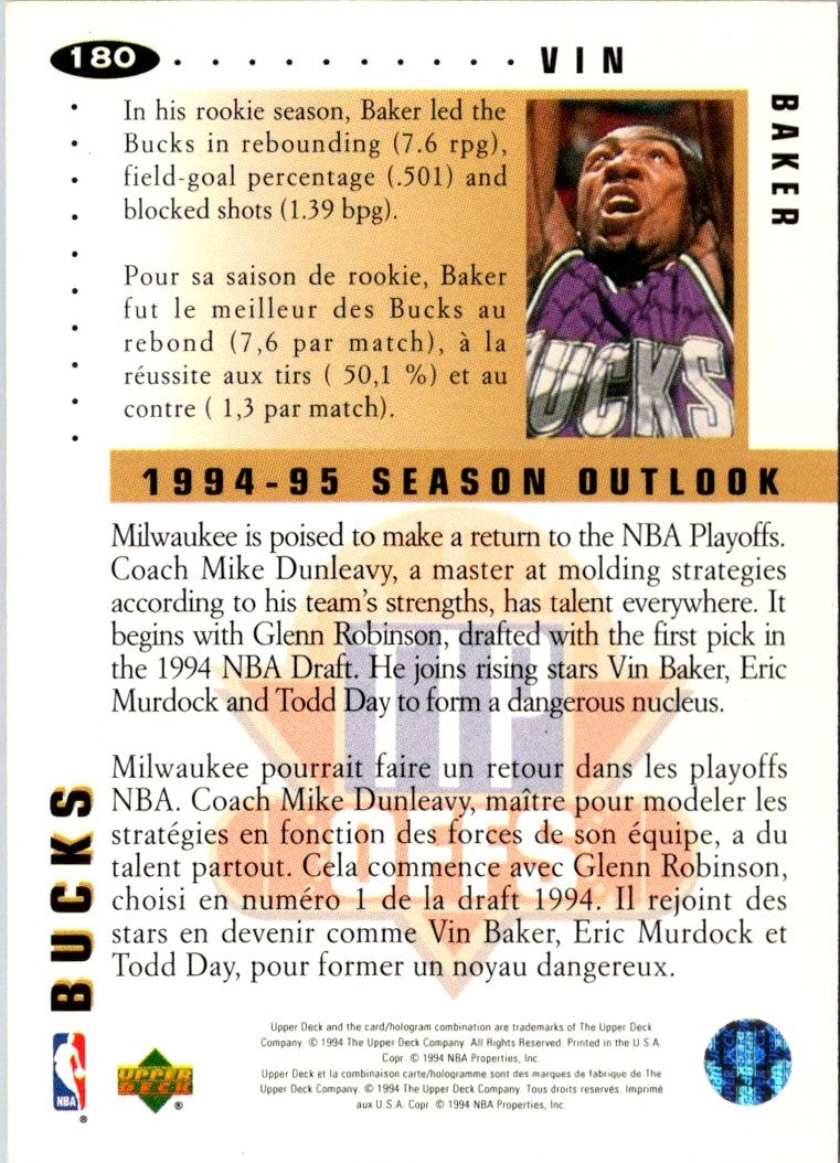 1994 Collector's Choice German Gold Signatures Vin Baker