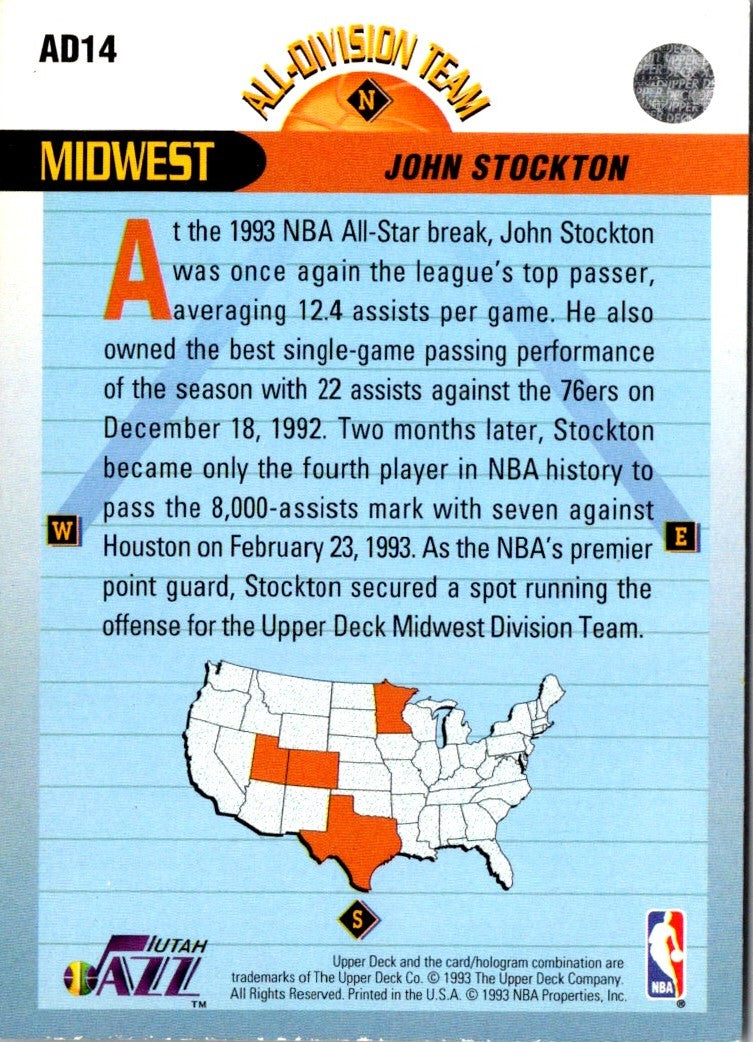 1992 Upper Deck All-Division Team John Stockton