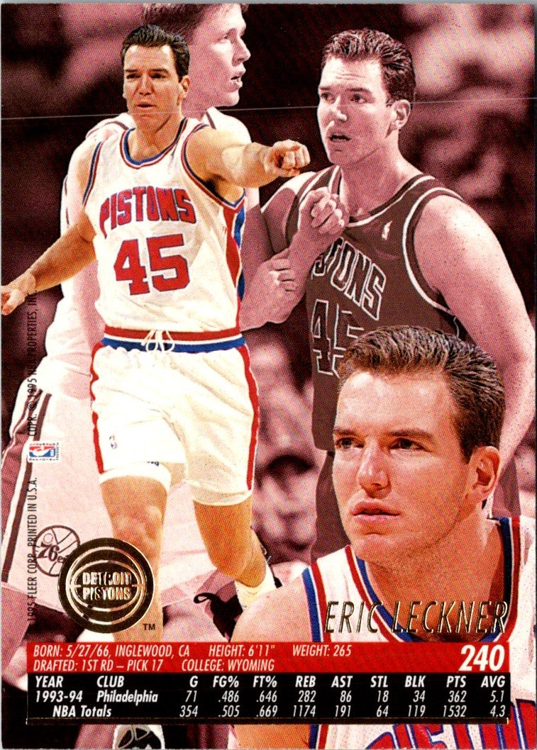 1995 Fleer European Detroit Pistons