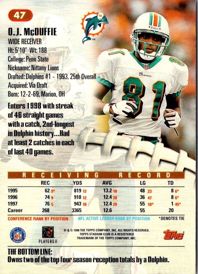 1998 Stadium Club O.J. McDuffie