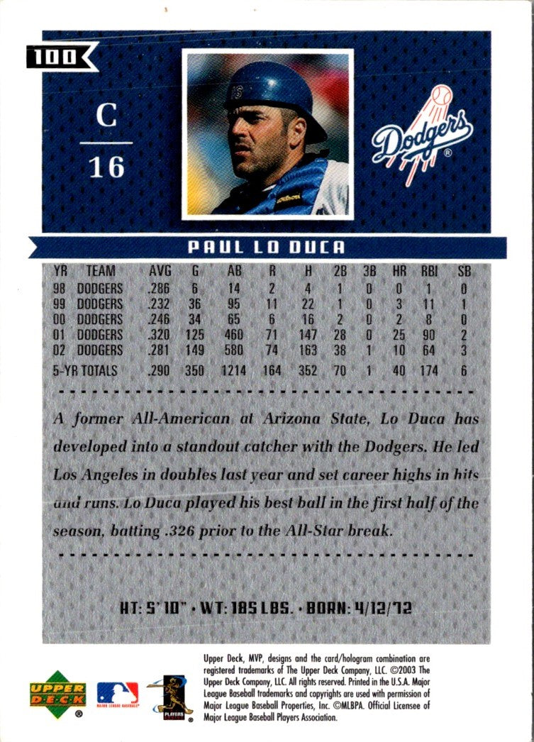 2003 Upper Deck MVP Paul Lo Duca