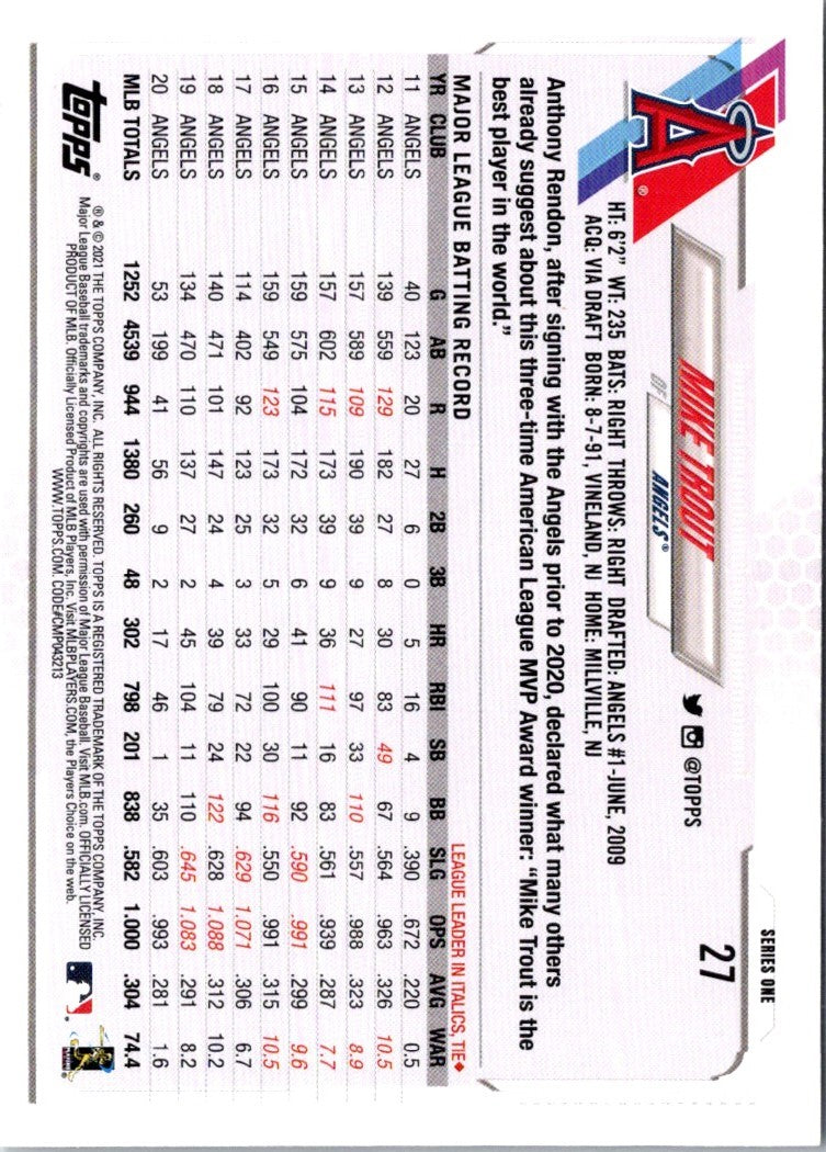 2021 Topps Mike Trout