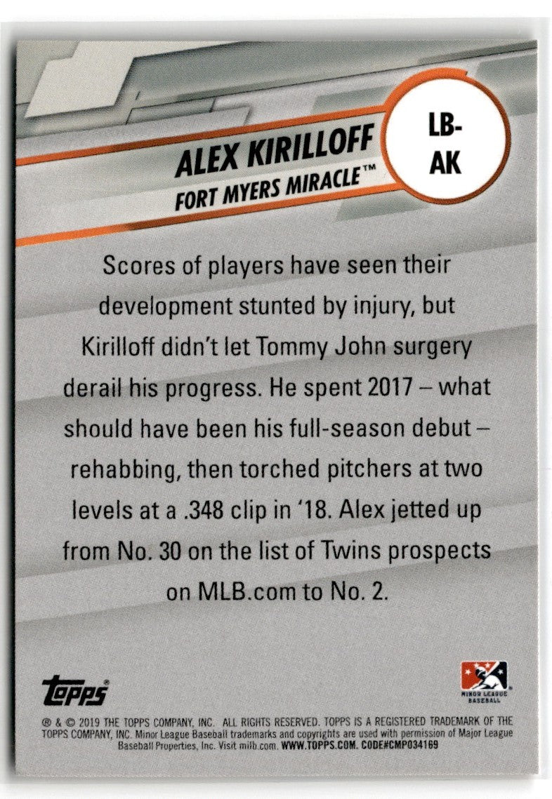 2019 Topps Pro Debut MiLB Leaps and Bounds Alex Kirilloff