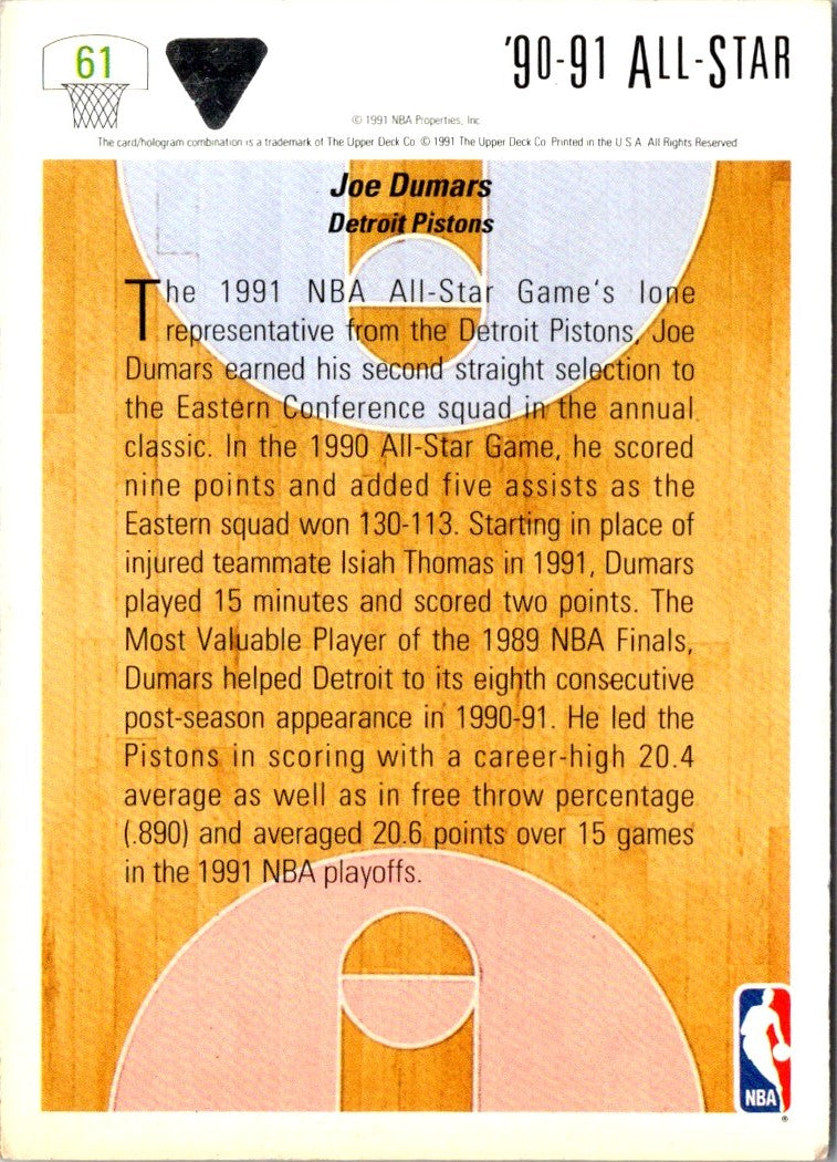 1991 Upper Deck Joe Dumars