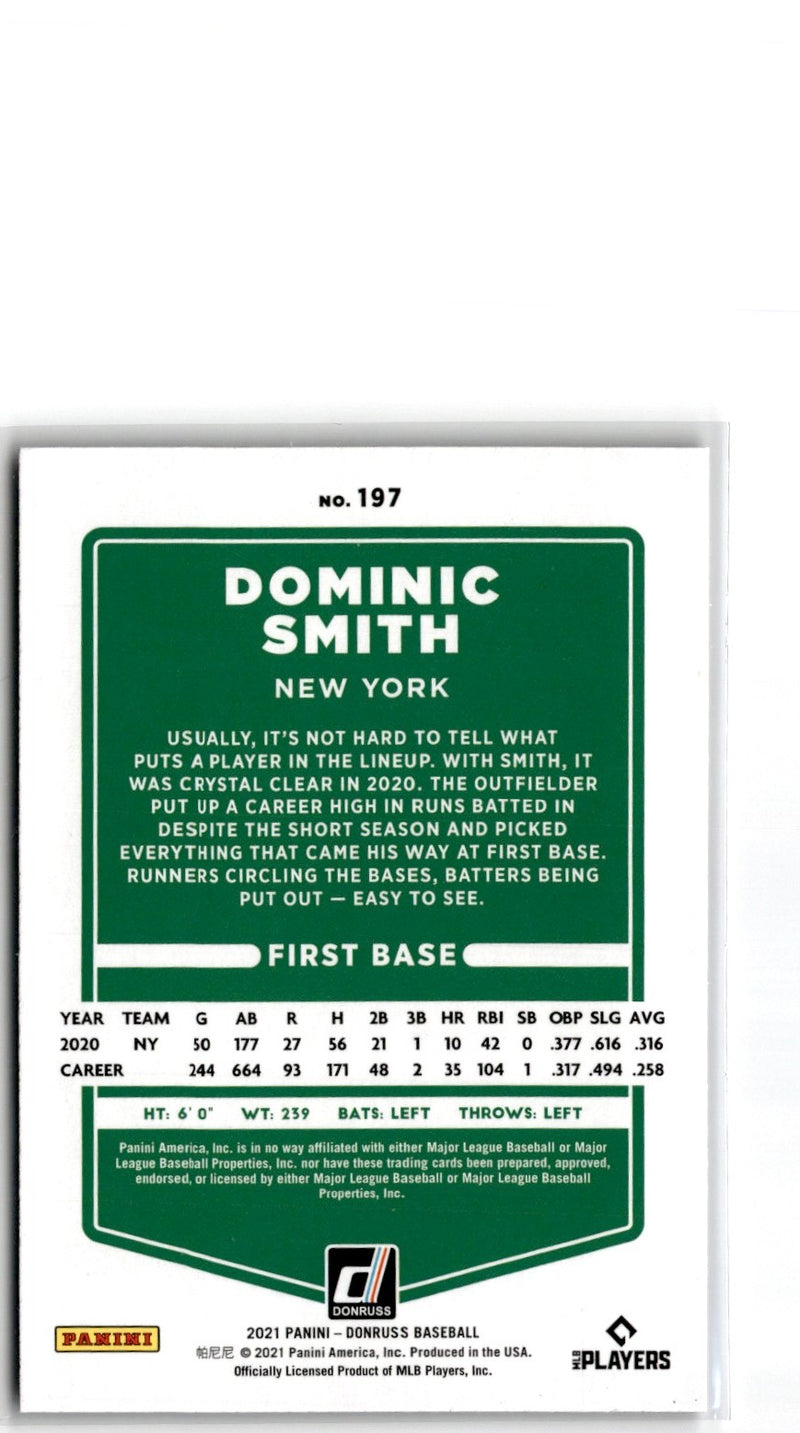 2021 Donruss Holo Blue Dominic Smith