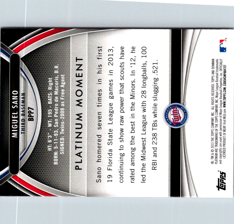 2013 Bowman Platinum Prospects Miguel Sano