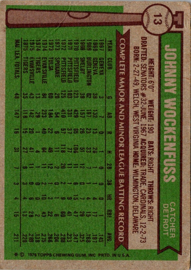 1976 O-Pee-Chee John Wockenfuss