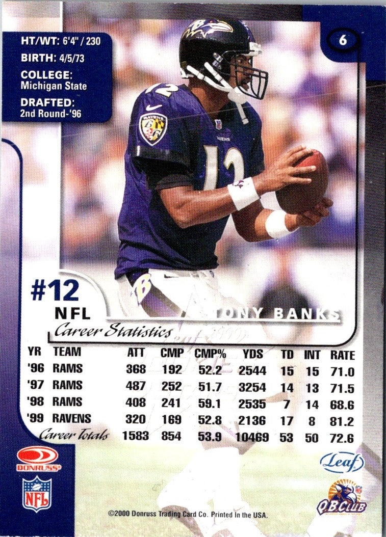 2000 Leaf Rookies & Stars Tony Banks