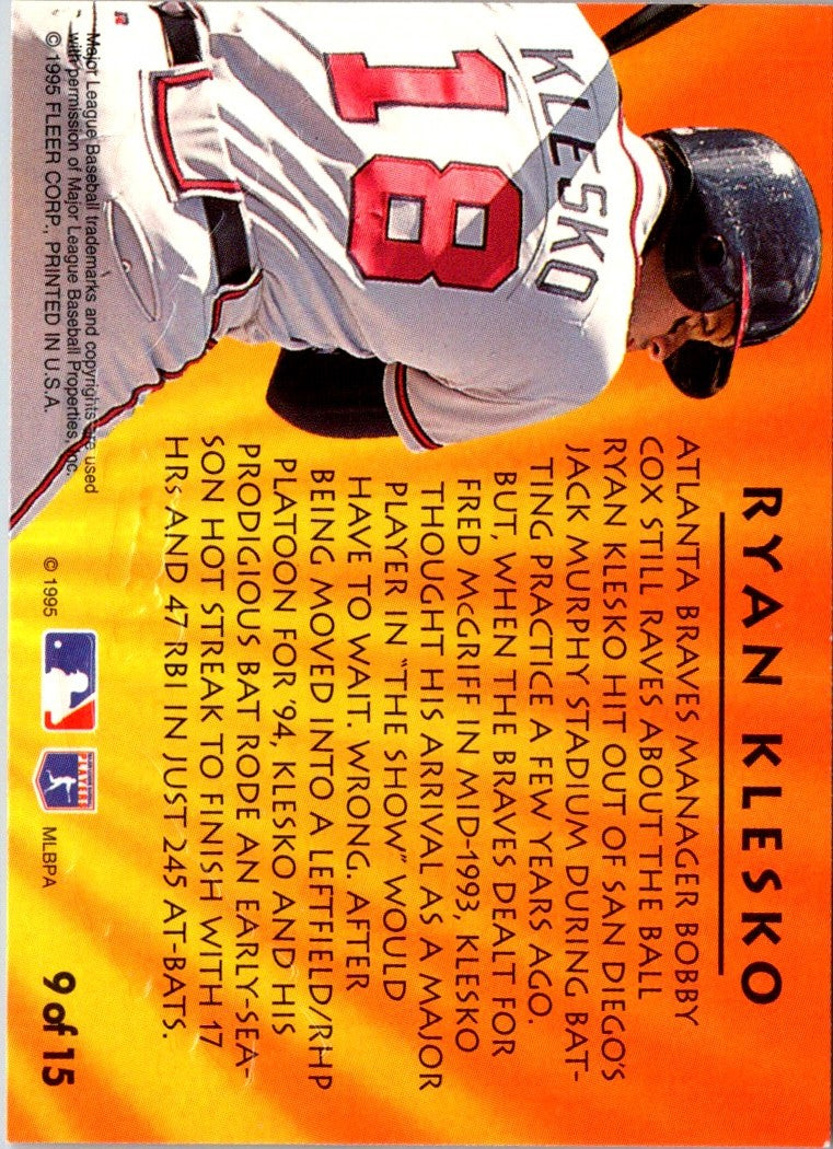 1995 Ultra 2nd Year Standouts Ryan Klesko