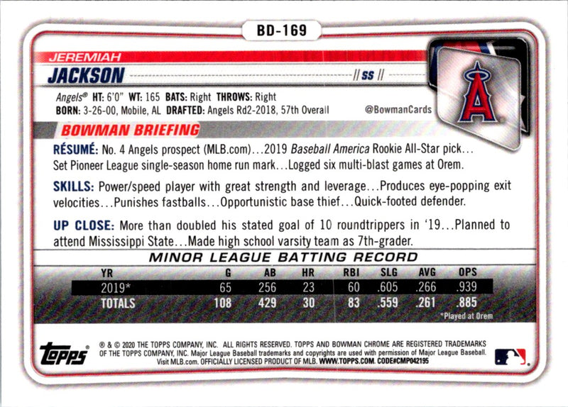 2020 Bowman Draft Chrome Jeremiah Jackson