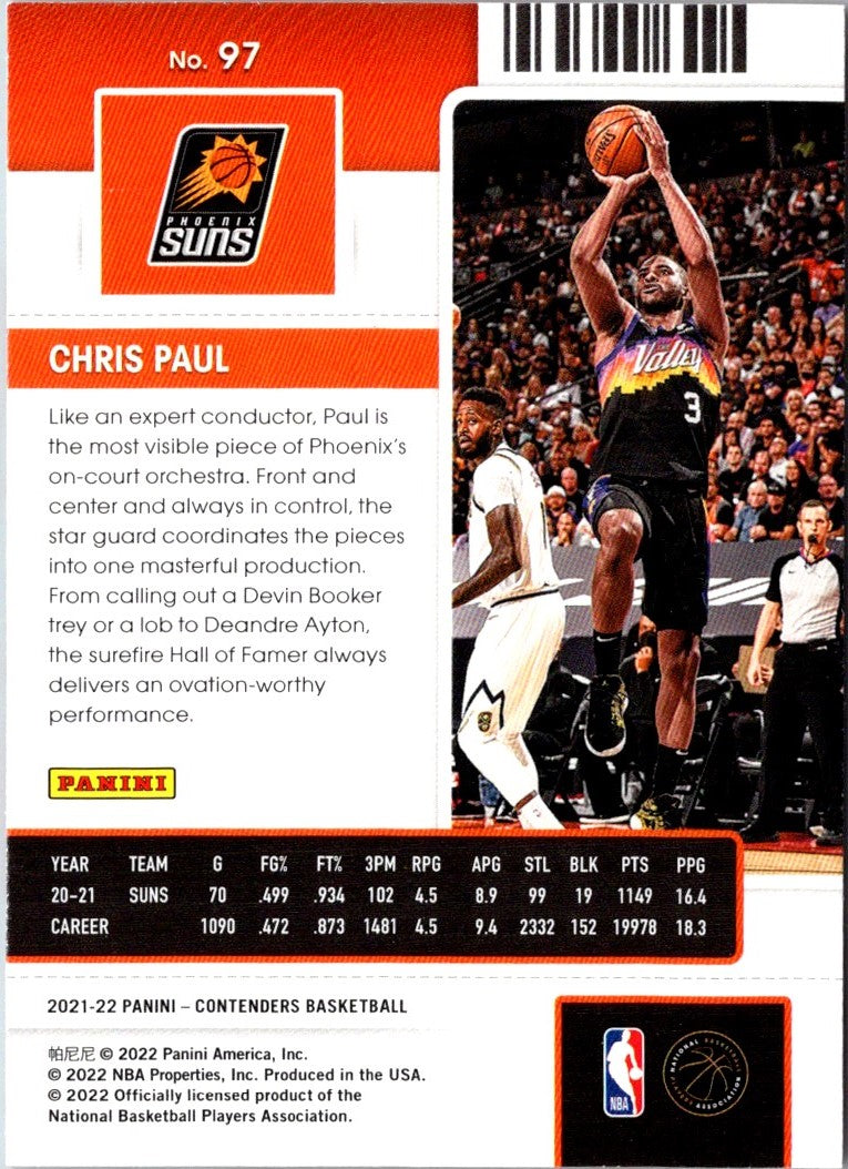 2021 Panini Contenders Game Ticket Red Chris Paul