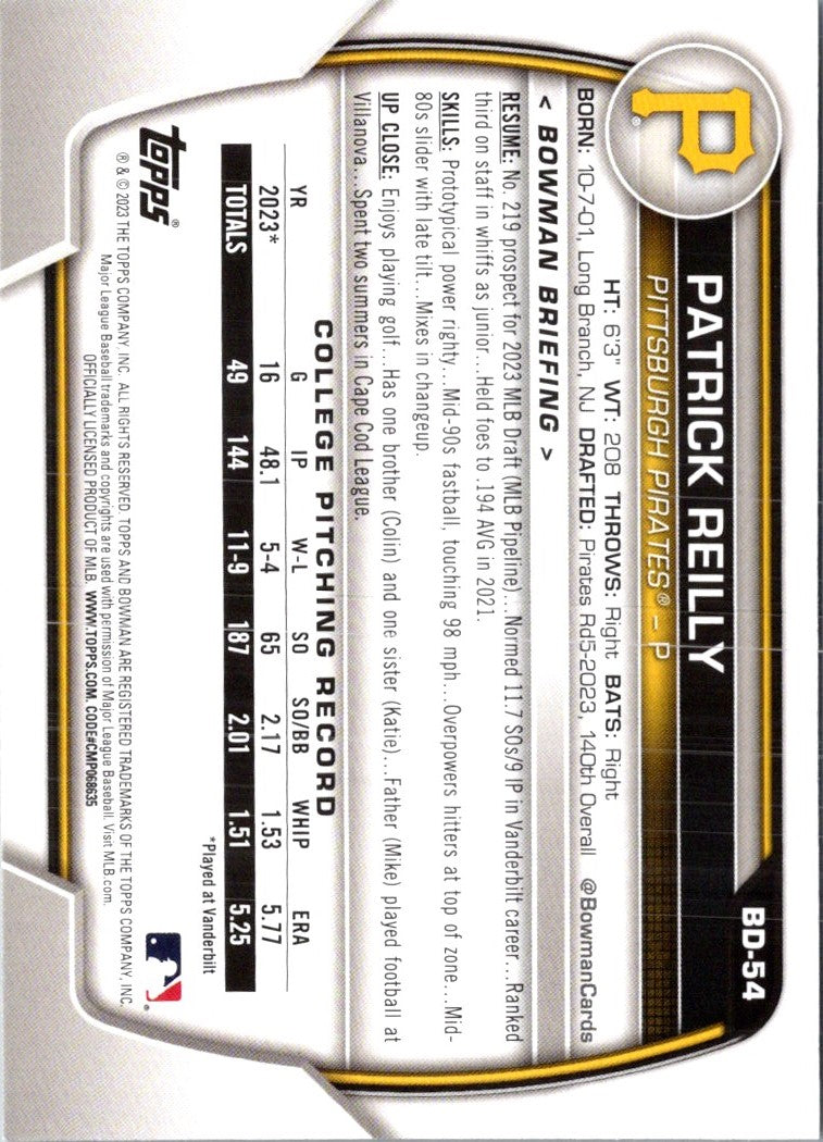 2023 Bowman Draft Patrick Reilly