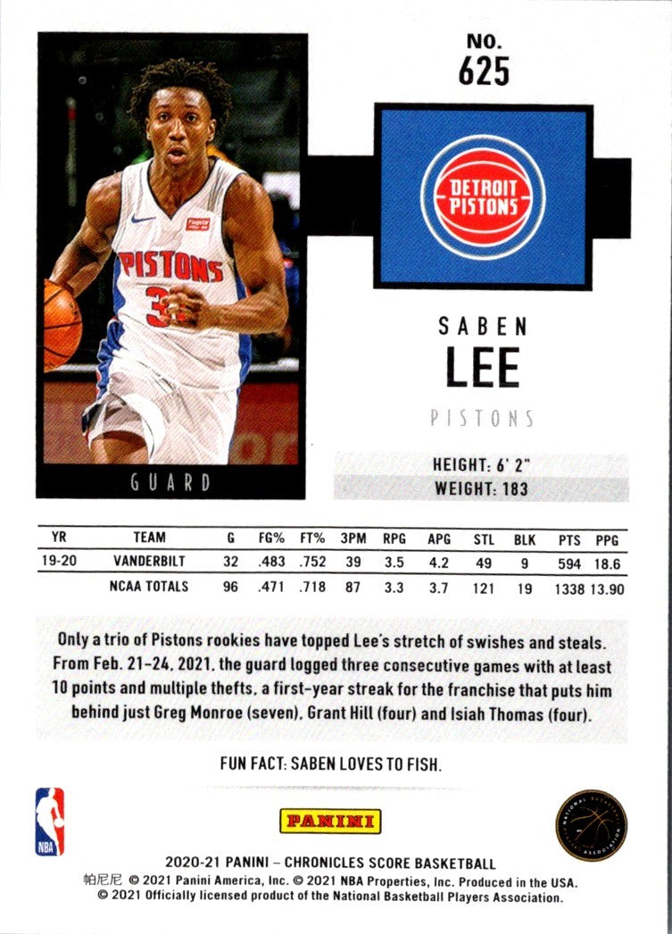 2020 Panini Chronicles Saben Lee