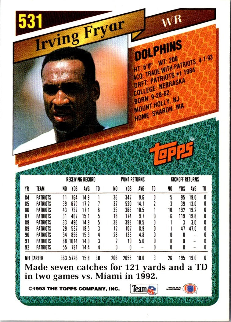 1993 Topps Irving Fryar