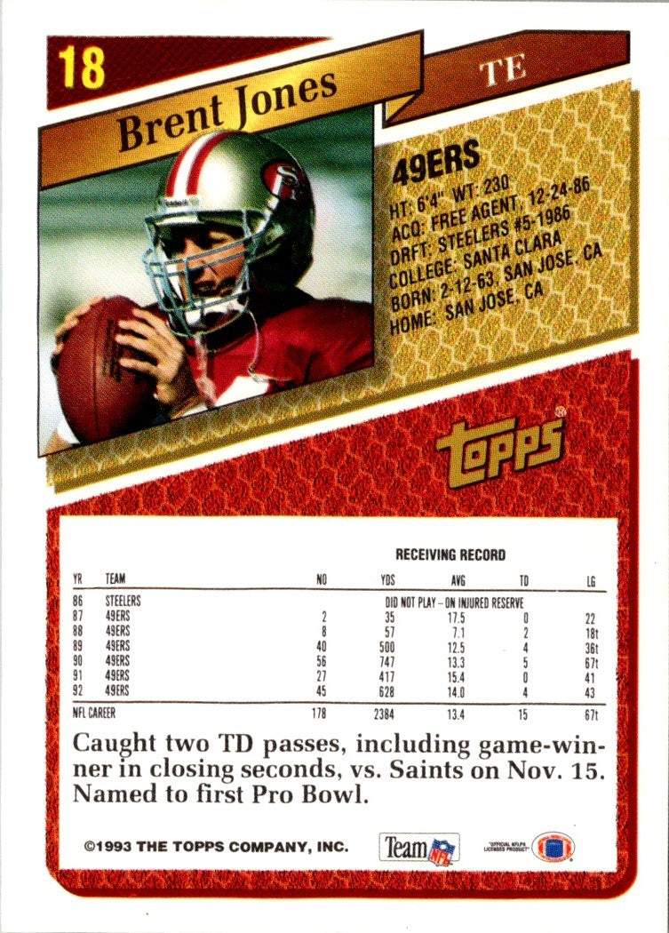 1993 Topps Brent Jones