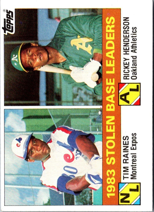 1984 Topps Stolen Base Leaders/Tim Raines/Rickey Henderson #134