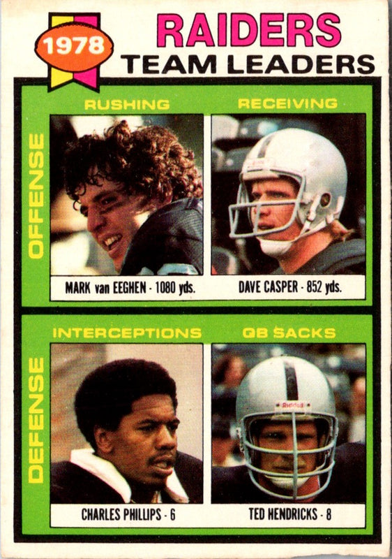 1979 Topps Mark Van Eeghen/Dave Casper/Charles Phillips/Ted Hendricks #169