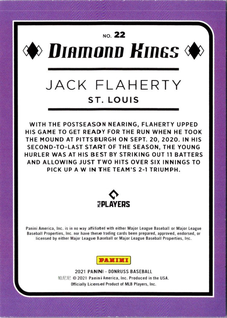 2021 Donruss Holo Purple Jack Flaherty